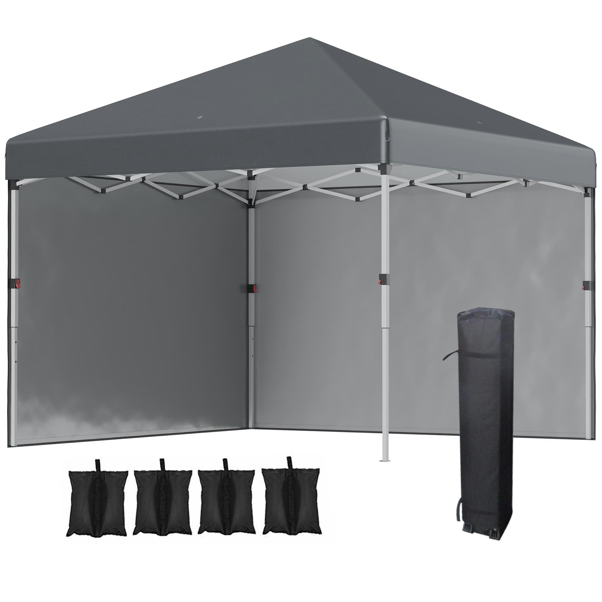 Voir la diapositive 1 : OUTSUNNY Tonnelle barnum pop-up UV 30+ sac transport inclus anthracite
