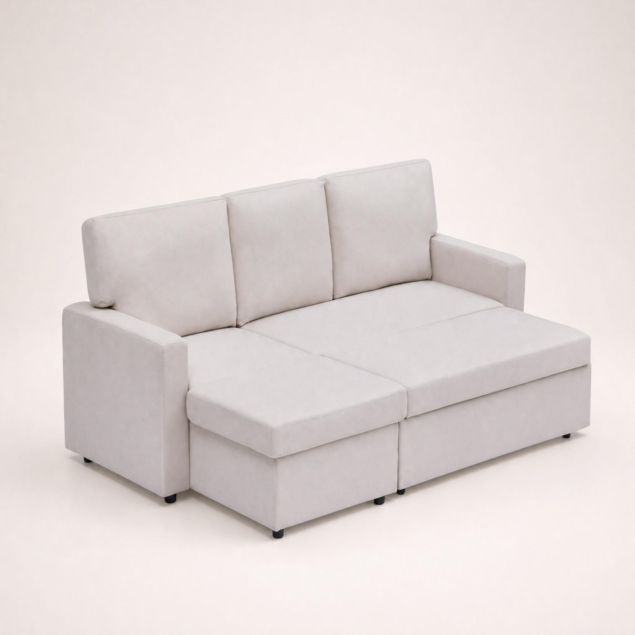 Voir la diapositive 4 : BEST MOBILIER Meiya - canapé d'angle réversible 4 places convertible avec coffre en tissu