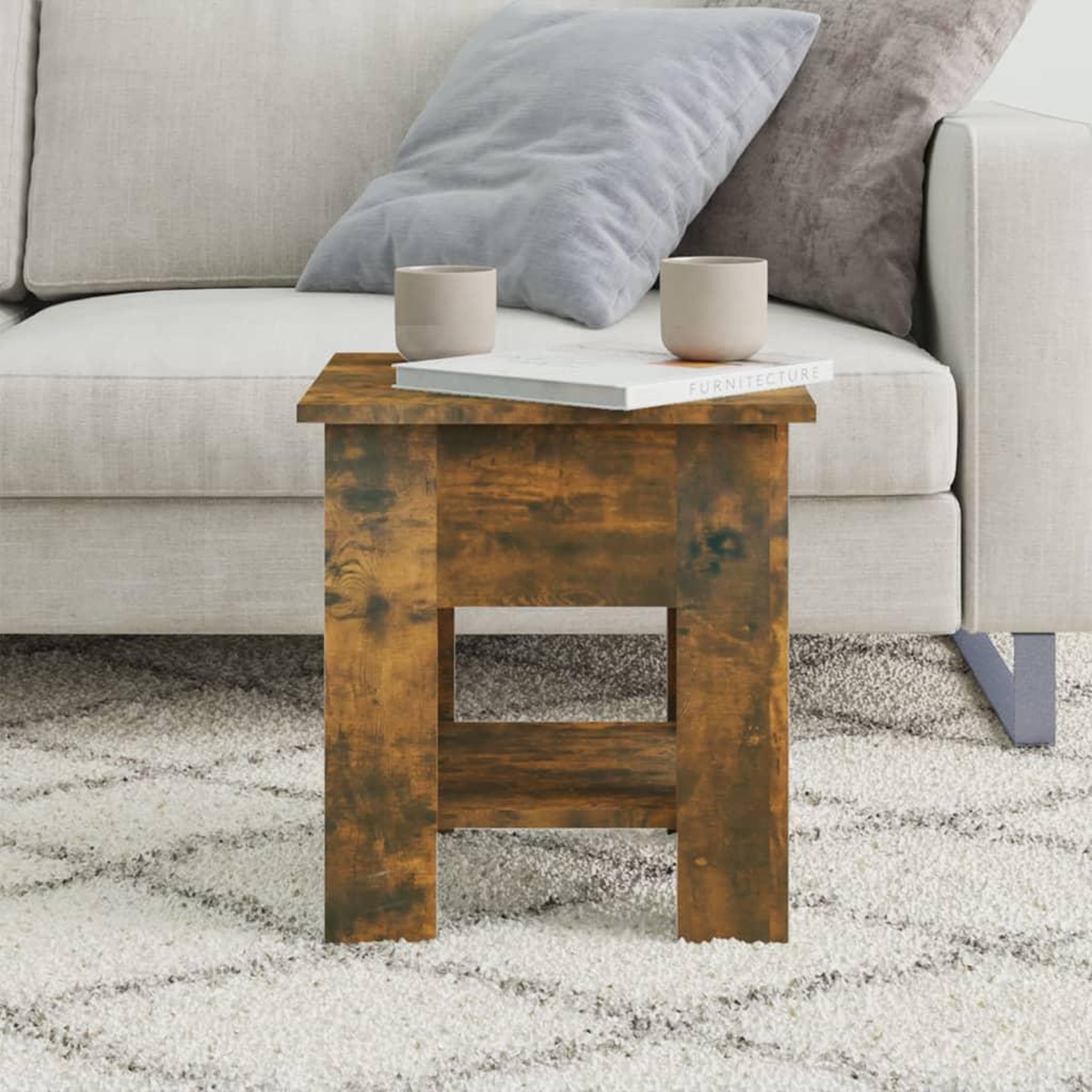 Voir la diapositive 3 : VIDAXL Table basse Chene fume 40x40x42 cm Bois d'ingenierie