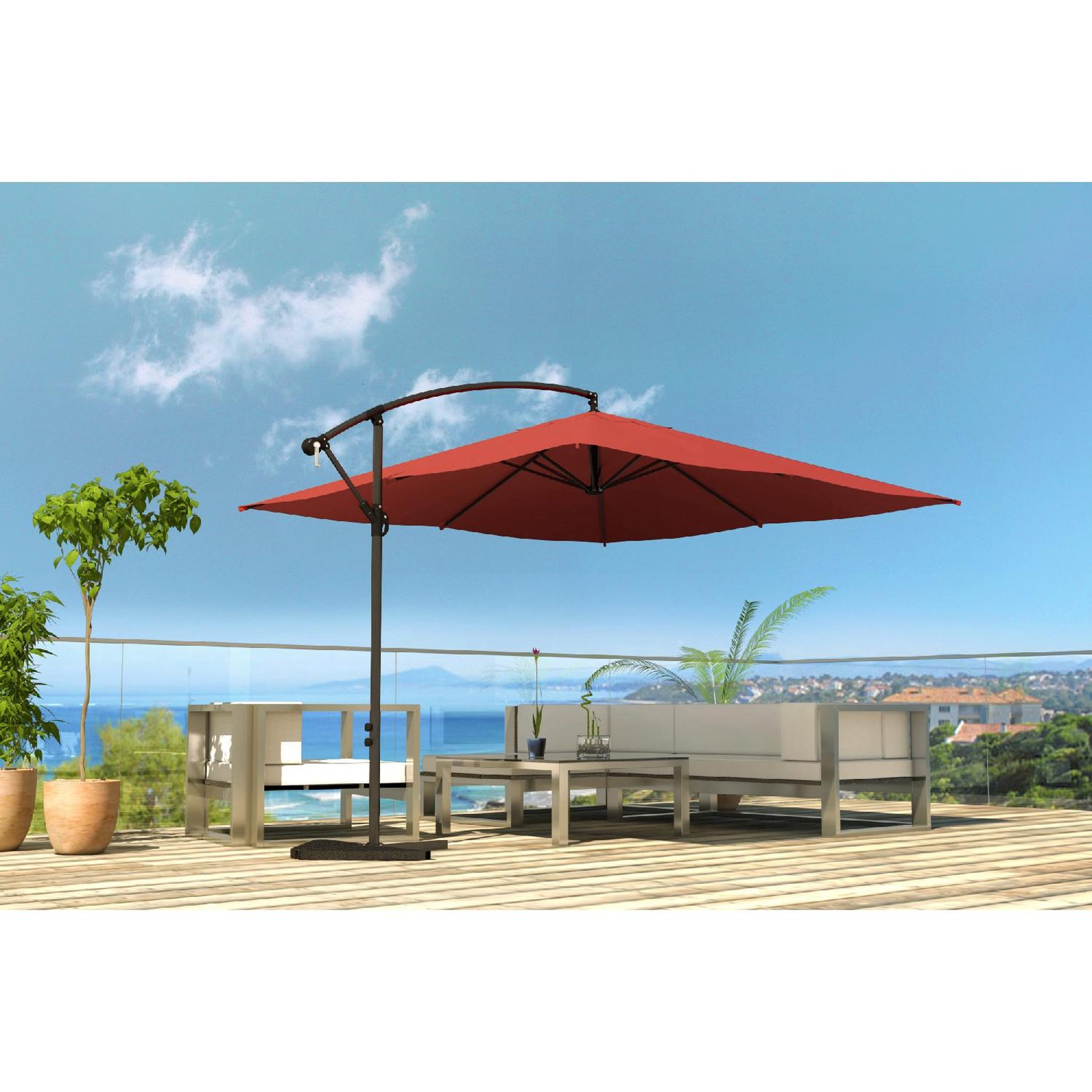 Voir la diapositive 2 : CONCEPT USINE Parasol terracotta déporté carré 3 x 3 m solenzara