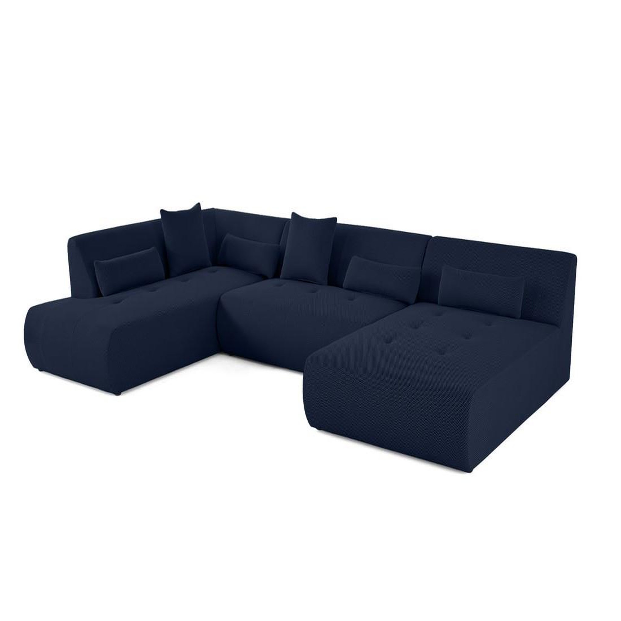 Voir la diapositive 2 : LISA DESIGN Onyx - canapé panoramique d'angle gauche - 7 places - en tissu mailles 3d