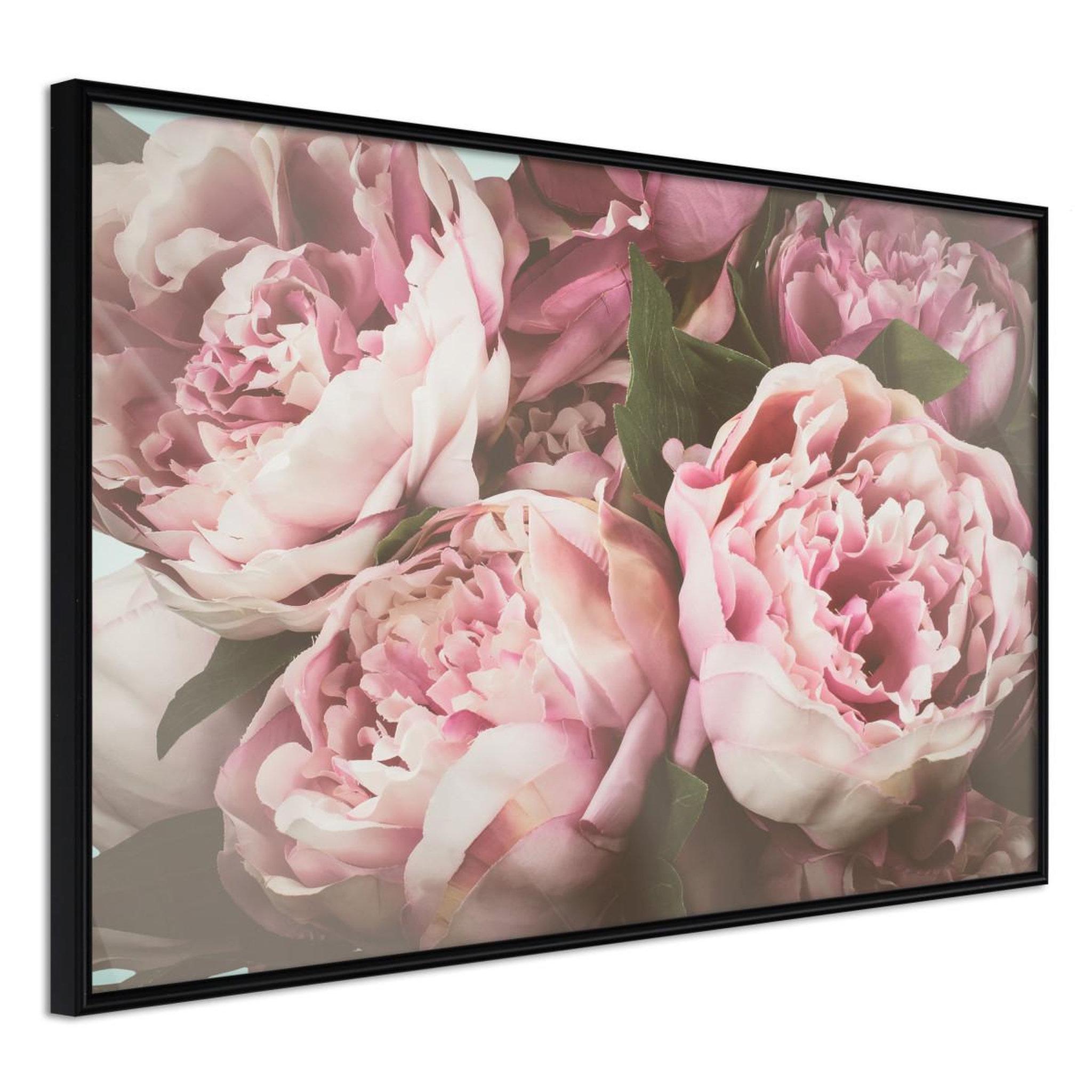 Paris Prix Affiche murale encadrée  pastel peonies. Coloris disponibles : Noir, Jaune