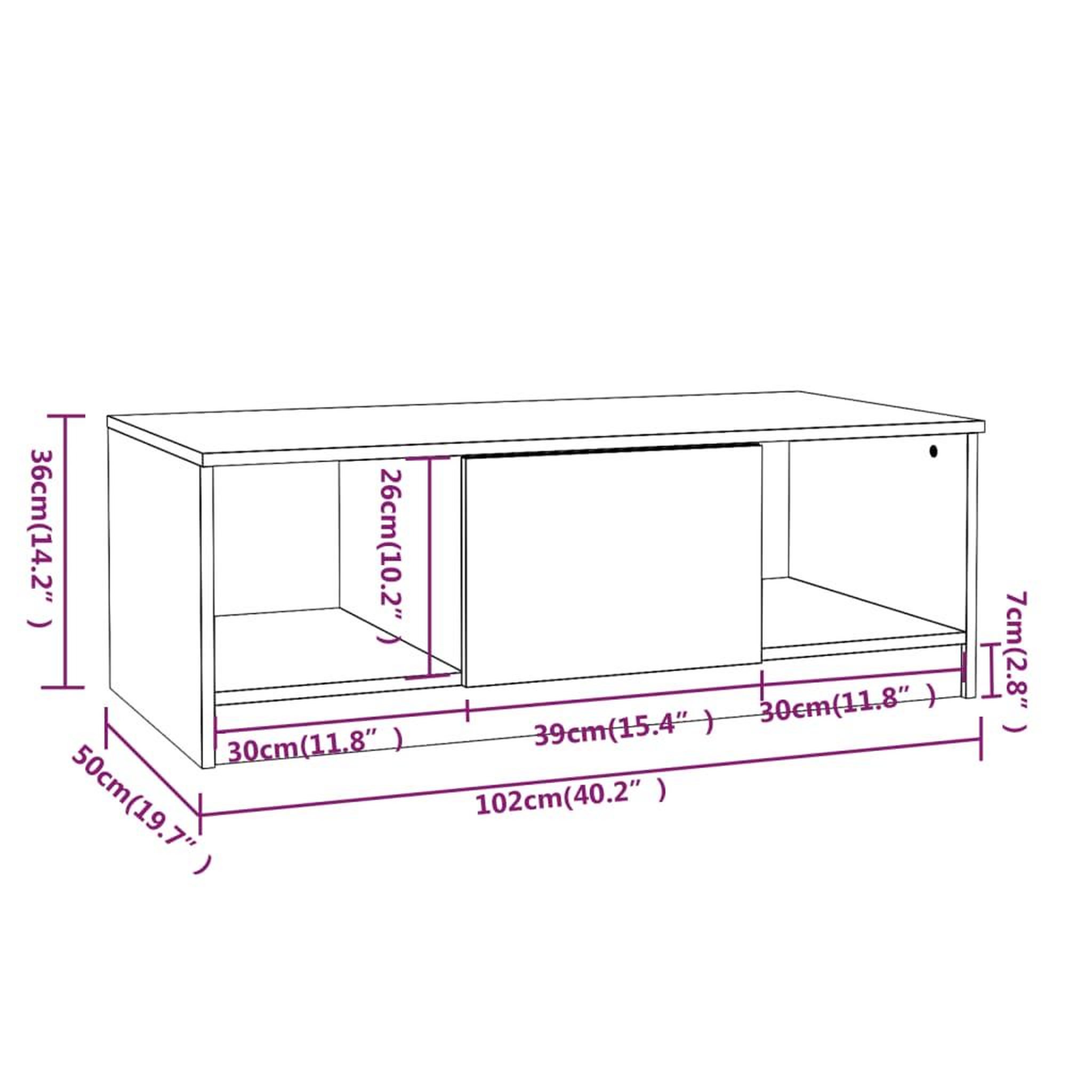 Voir la diapositive 6 : VIDAXL Table basse chene sonoma 102x50x36 cm bois d'ingenierie