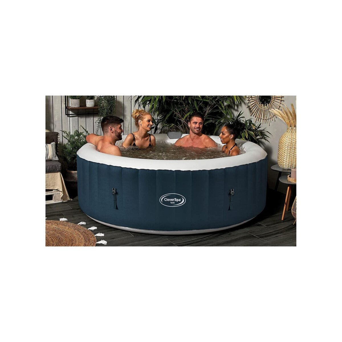 Clever Spa gonflable 6 places rond - CleverSpa modèle Turin - Diamètre : 208 cm - Filtre et bâche inclus