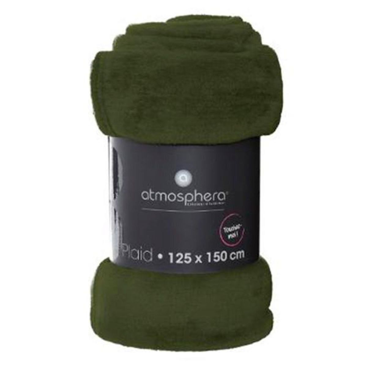 ATMOSPHERA Plaid Doux Uni  Flanel  125x150cm Vert Kaki