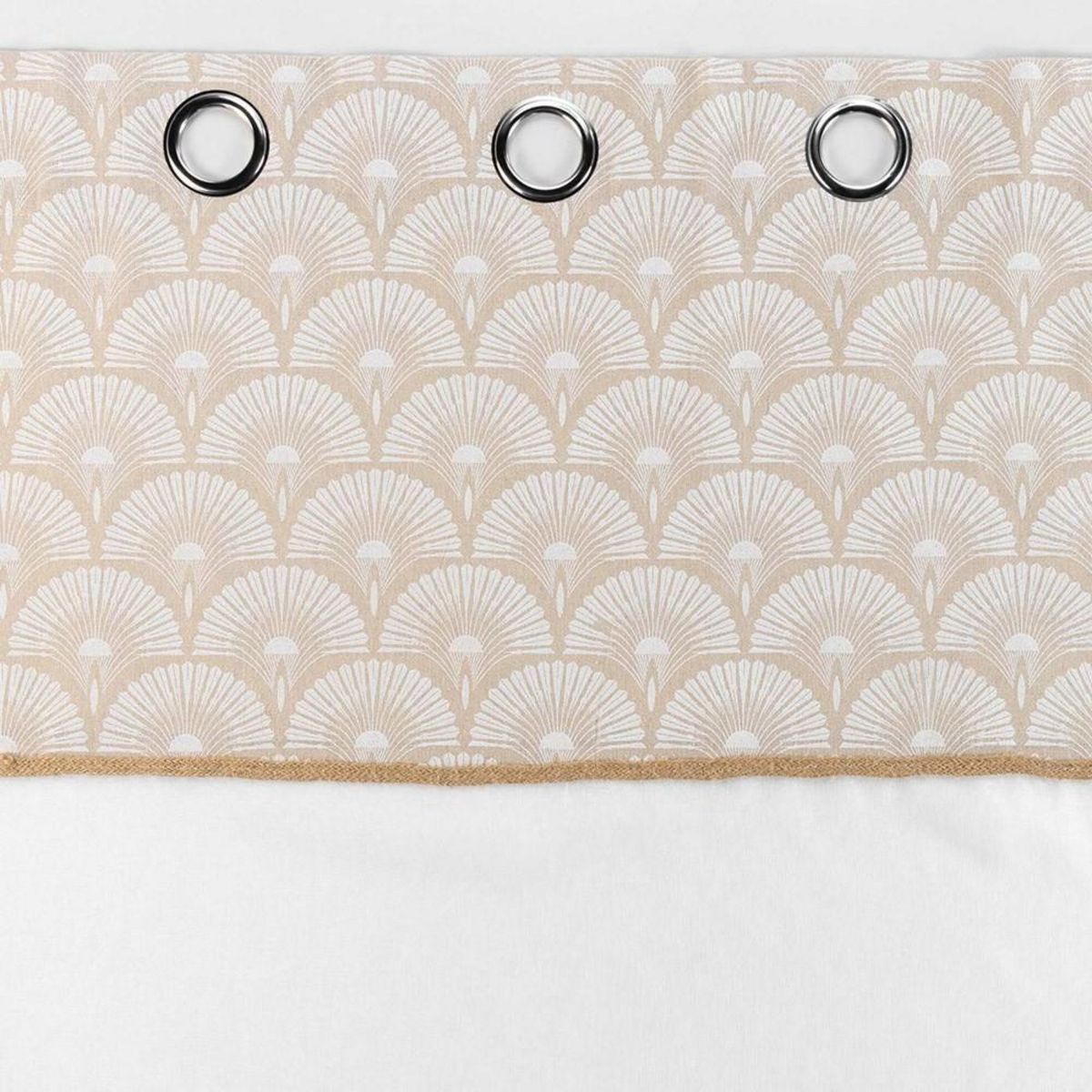 Douceur d'Intérieur Voilage à œillets 140x240 sable top imprimé jute Bahina blanc