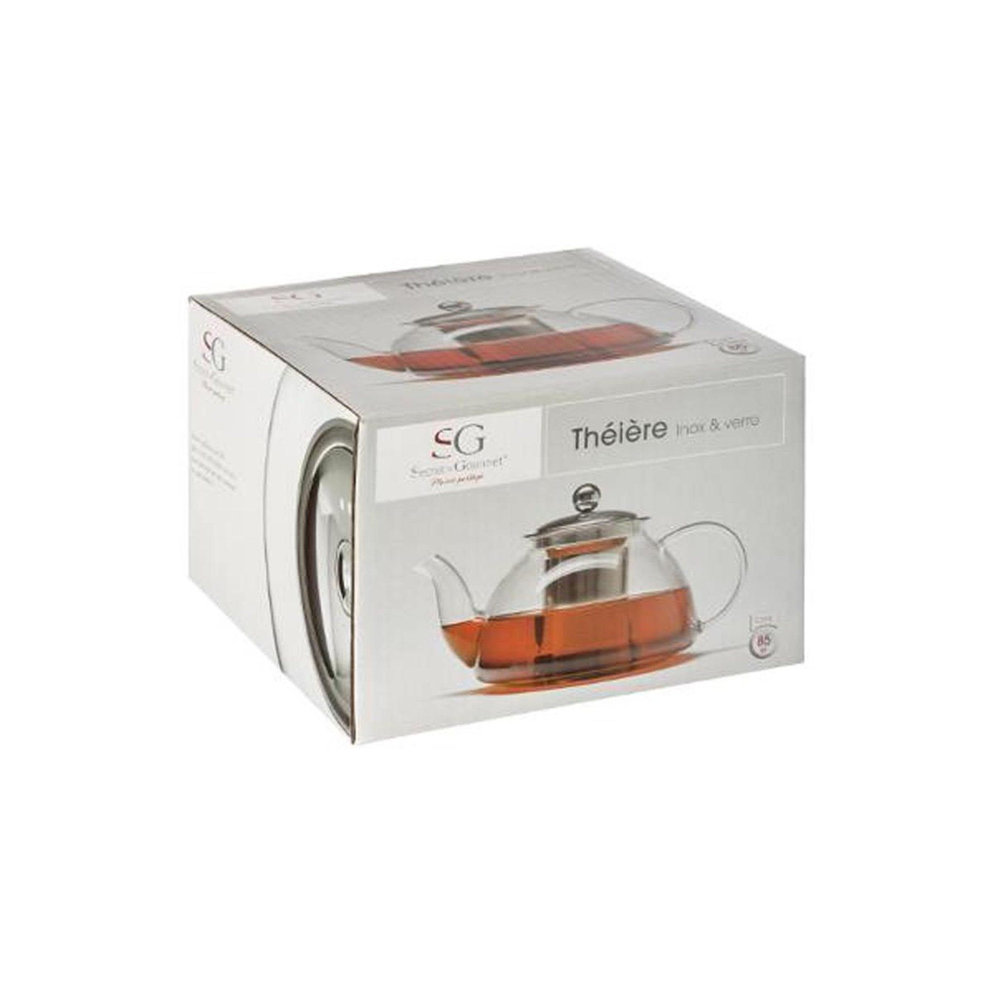 Voir la diapositive 4 : SECRET DE GOURMET Théière en Verre  Bec  21cm Argent