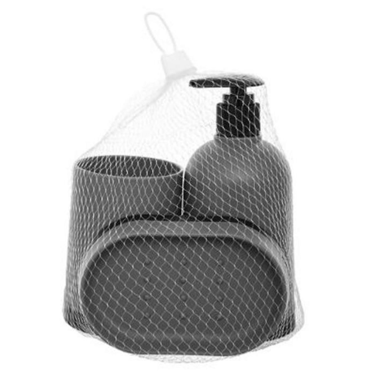 B BASIC & CO Set de 3 Accessoires de Salle de Bain  Strip  12cm Gris