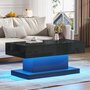 Voir la diapositive 5 : MERAX Table basse rectangulaire noir avec 2 tiroirs - 50x100 cm led panneau de particules