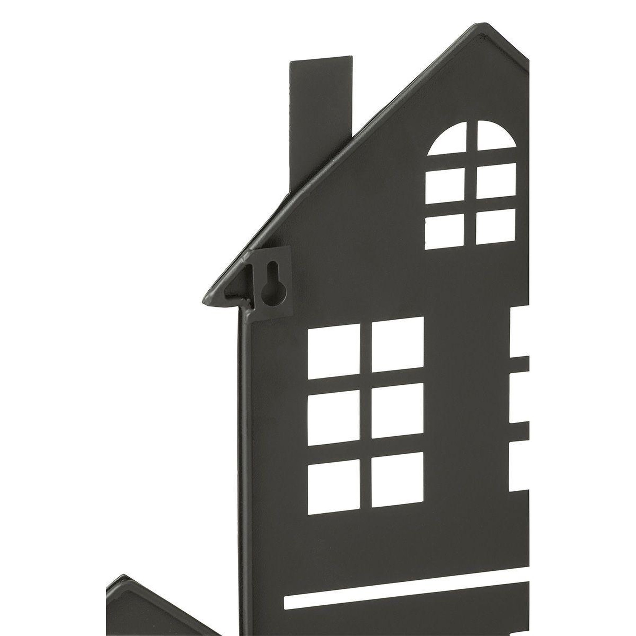 Voir la diapositive 2 : J-LINE Jardinière murale en métal  maison  47cm noir