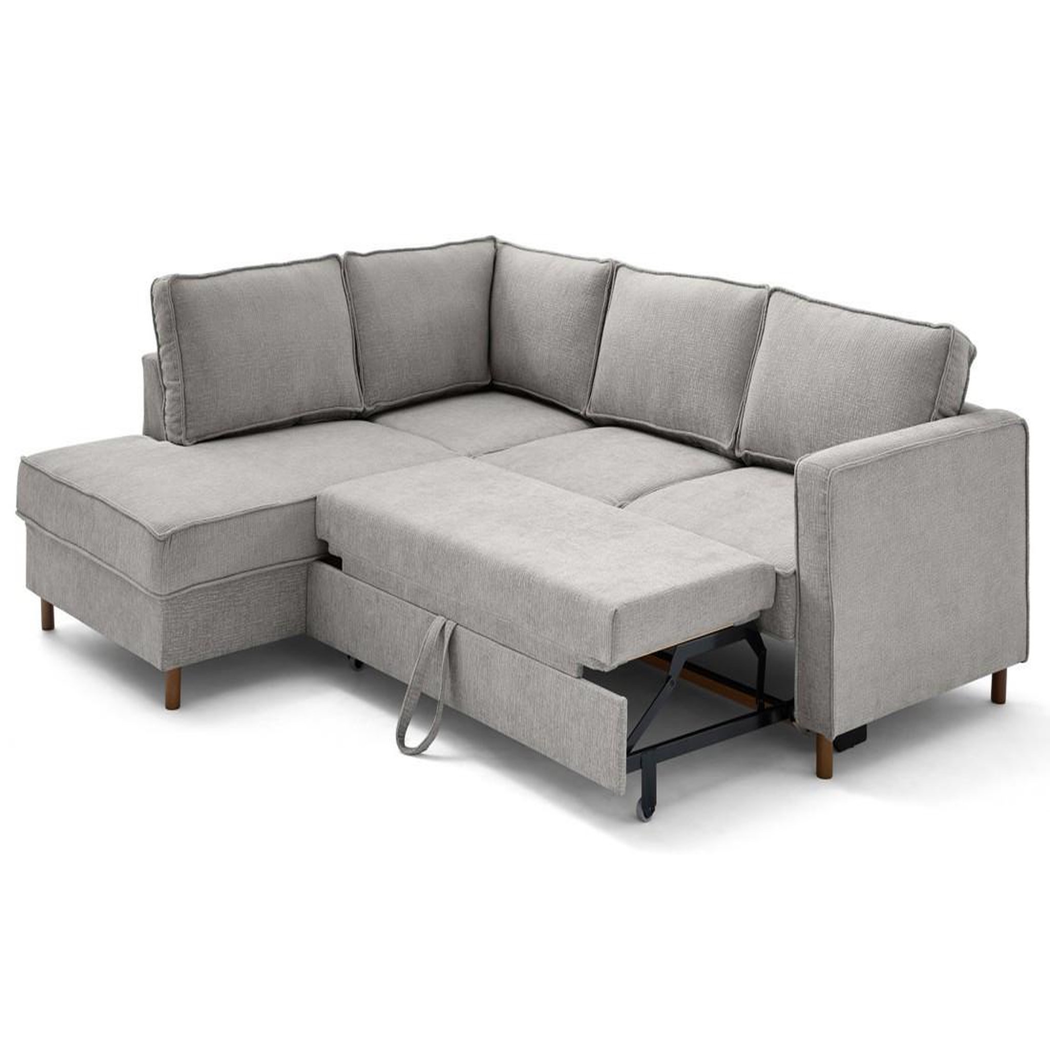 Voir la diapositive 2 : LISA DESIGN Jake - canapé d'angle gauche 5 places convertible en tissu velours relief