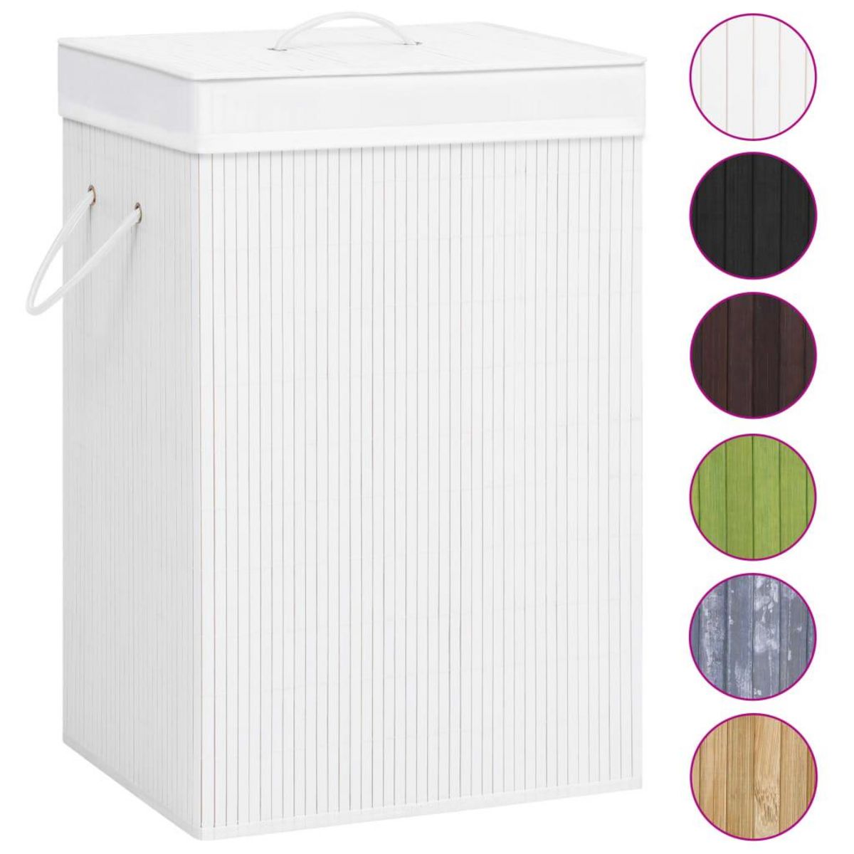 VIDAXL Panier a linge avec 2 sections bambou blanc 72 L