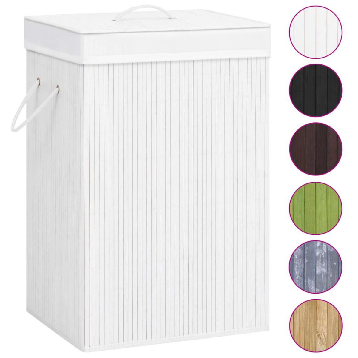 VIDAXL Panier a linge avec 2 sections bambou blanc 72 L