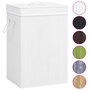 Voir la diapositive 2 : VIDAXL Panier a linge avec 2 sections bambou blanc 72 L