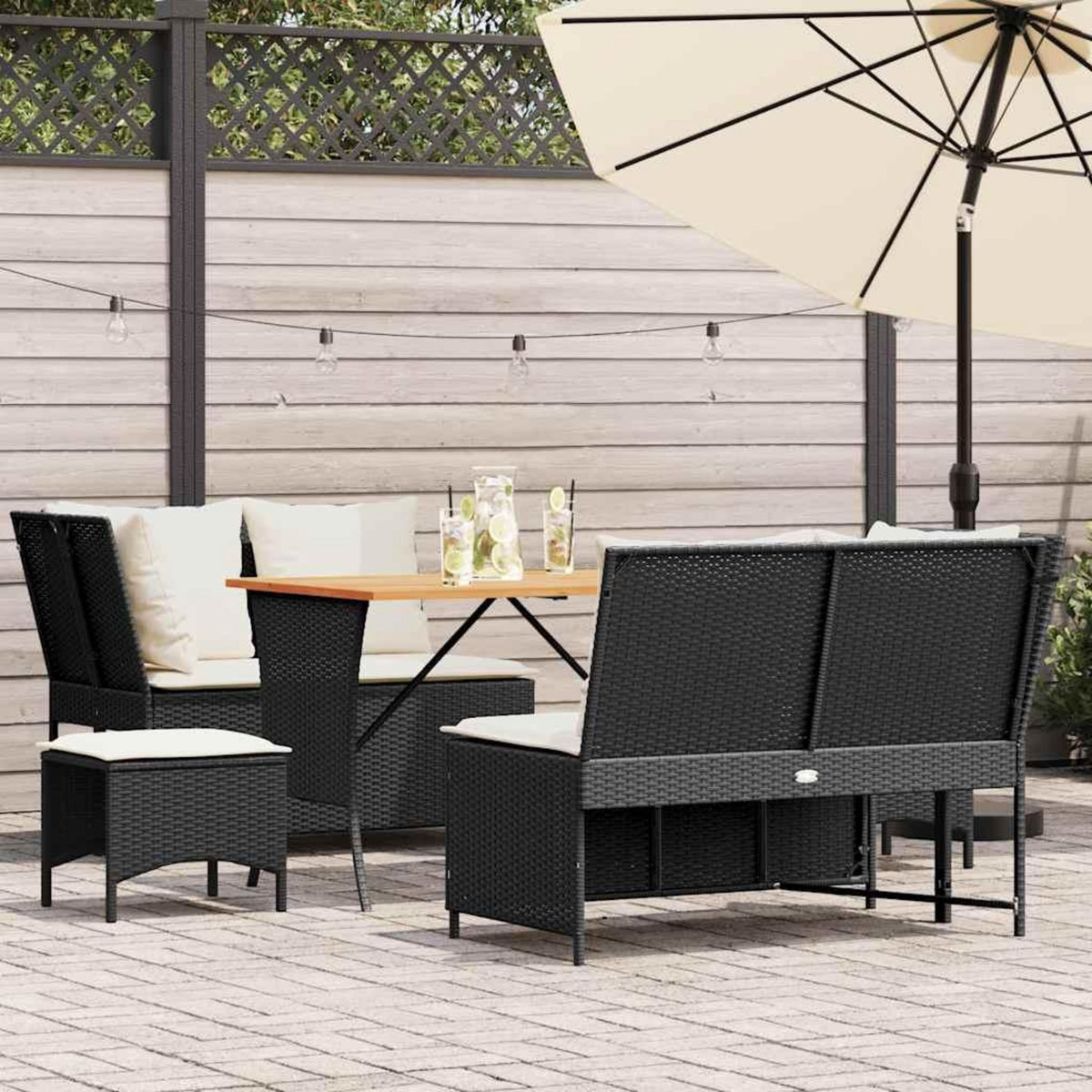 VIDAXL Salon de jardin 5 pcs avec coussins noir resine tressee