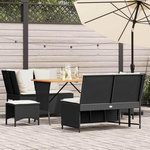 VIDAXL Salon de jardin 5 pcs avec coussins noir resine tressee