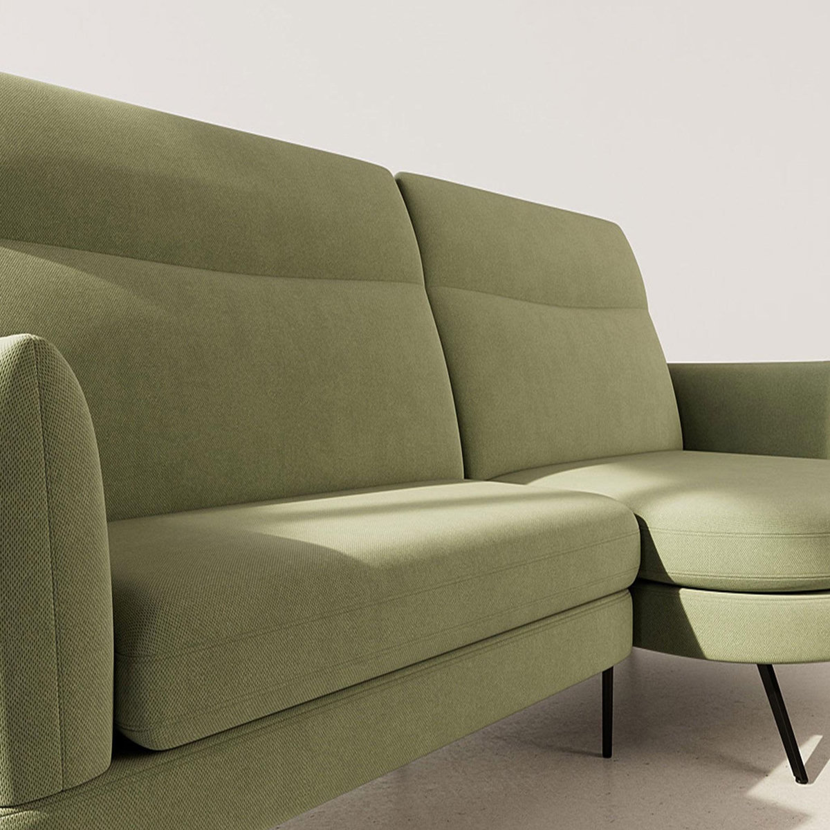 LISA DESIGN Terry - canapé d'angle droit 4 places avec têtières réglables en tissu texturé