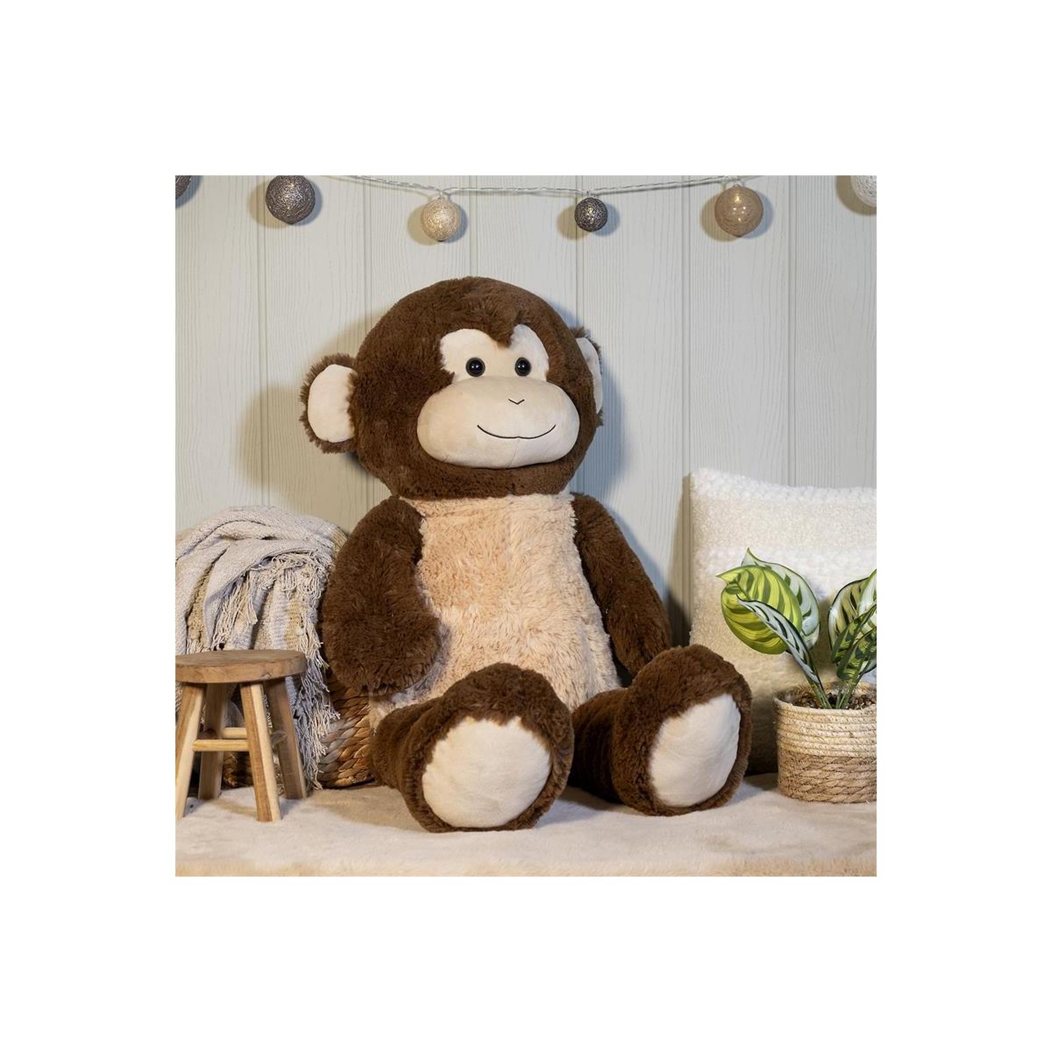 Voir la diapositive 4 : Jeux 2 momes Peluche géante  singe  100cm marron & beige