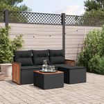 VIDAXL Salon de jardin 5 pcs avec coussins noir resine tressee