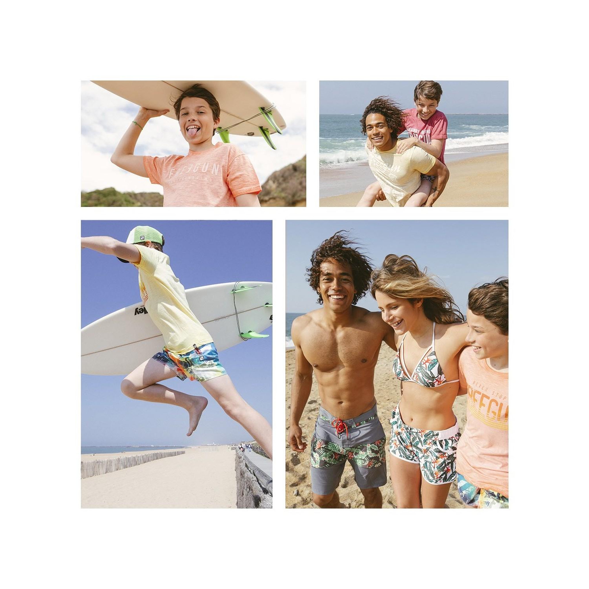 Voir la diapositive 3 : FREEGUN Boardshort court garçon avec ceinture demi-élastiquée