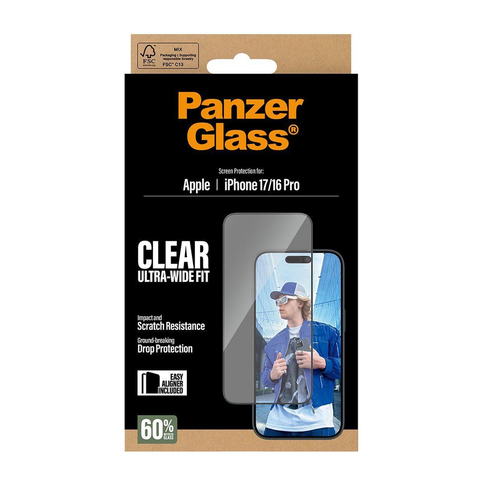 Voir la diapositive 3 : PANZERGLASS Protège écran iphone 17 / 16 pro verre trempé