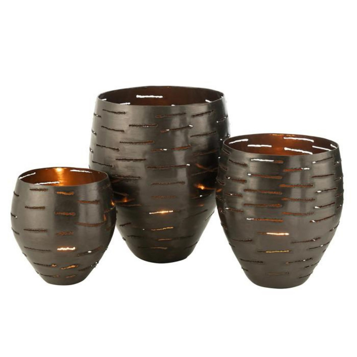 Paris Prix Lot de 3 Photophores en Métal  Wilburn  52cm Noir