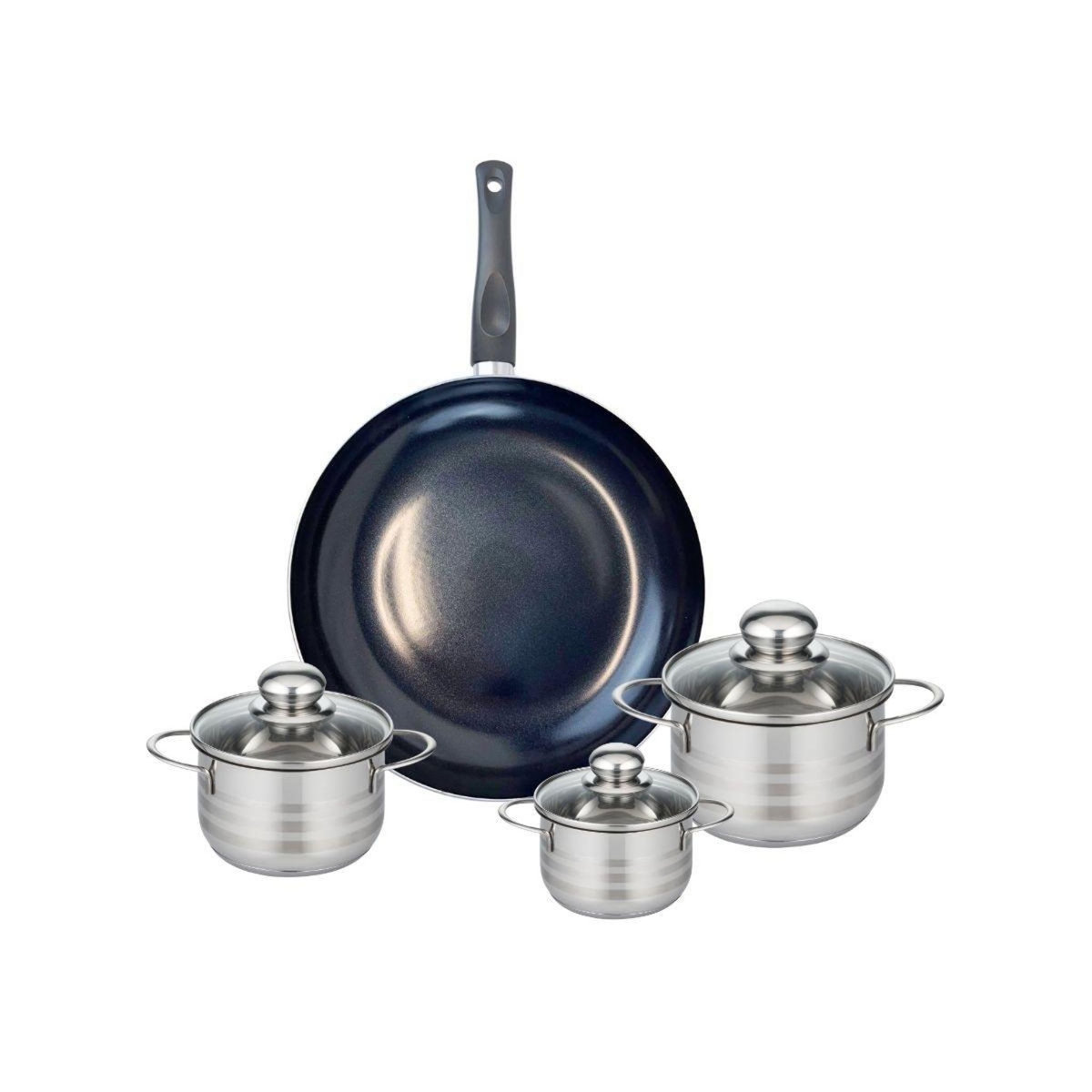 ELO Ensemble de 1 Poêle de cuisson 32 cm et 3 faitouts 12, 14 et 16 cm Elo Prima Brillant