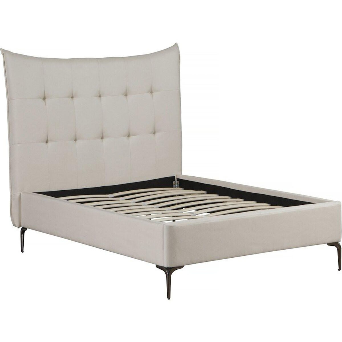 Habitat et Jardin Lit double en tissu capitonné   Aspen  140 x 190 cm - Beige