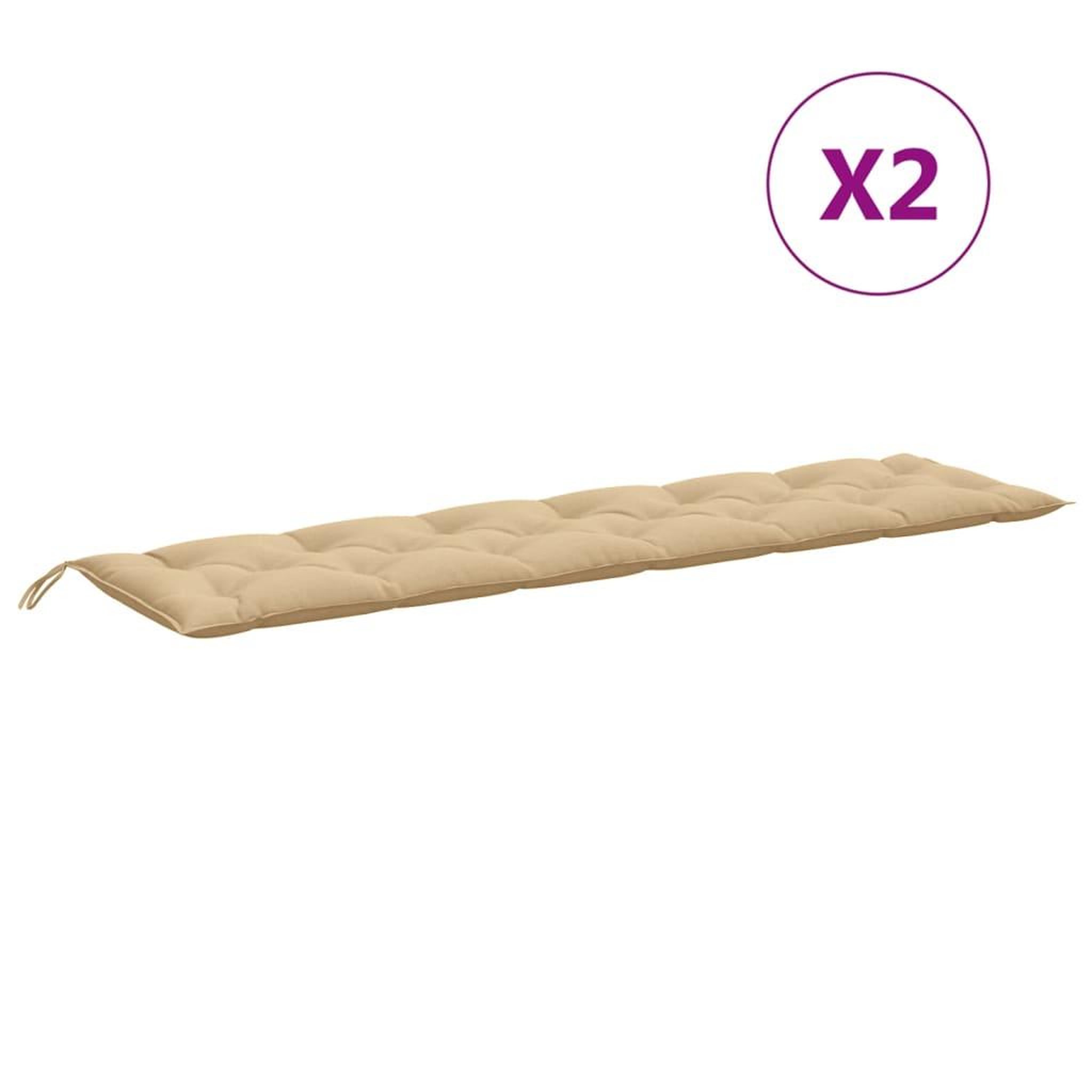 Voir la diapositive 4 : VIDAXL Coussins de banc de jardin lot de 2 beige melange tissu