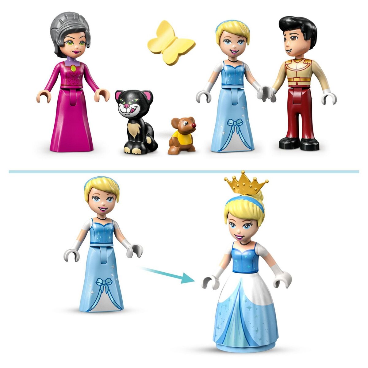LEGO Disney 43206 Le château de Cendrillon et du prince charmant, Jouet dès 5 Ans