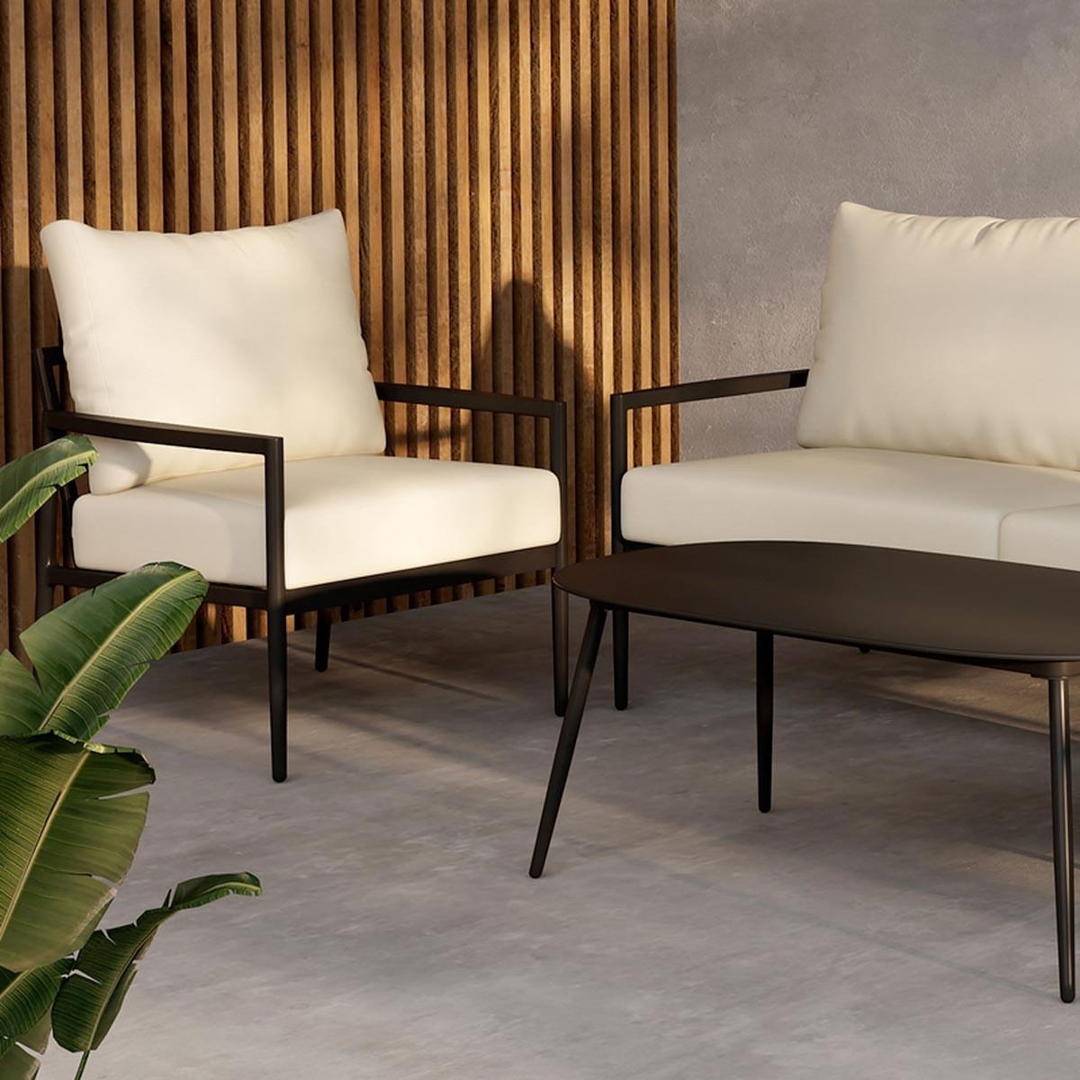 Paris Prix Salon de Jardin 4 Places  Taromina  176cm Noir