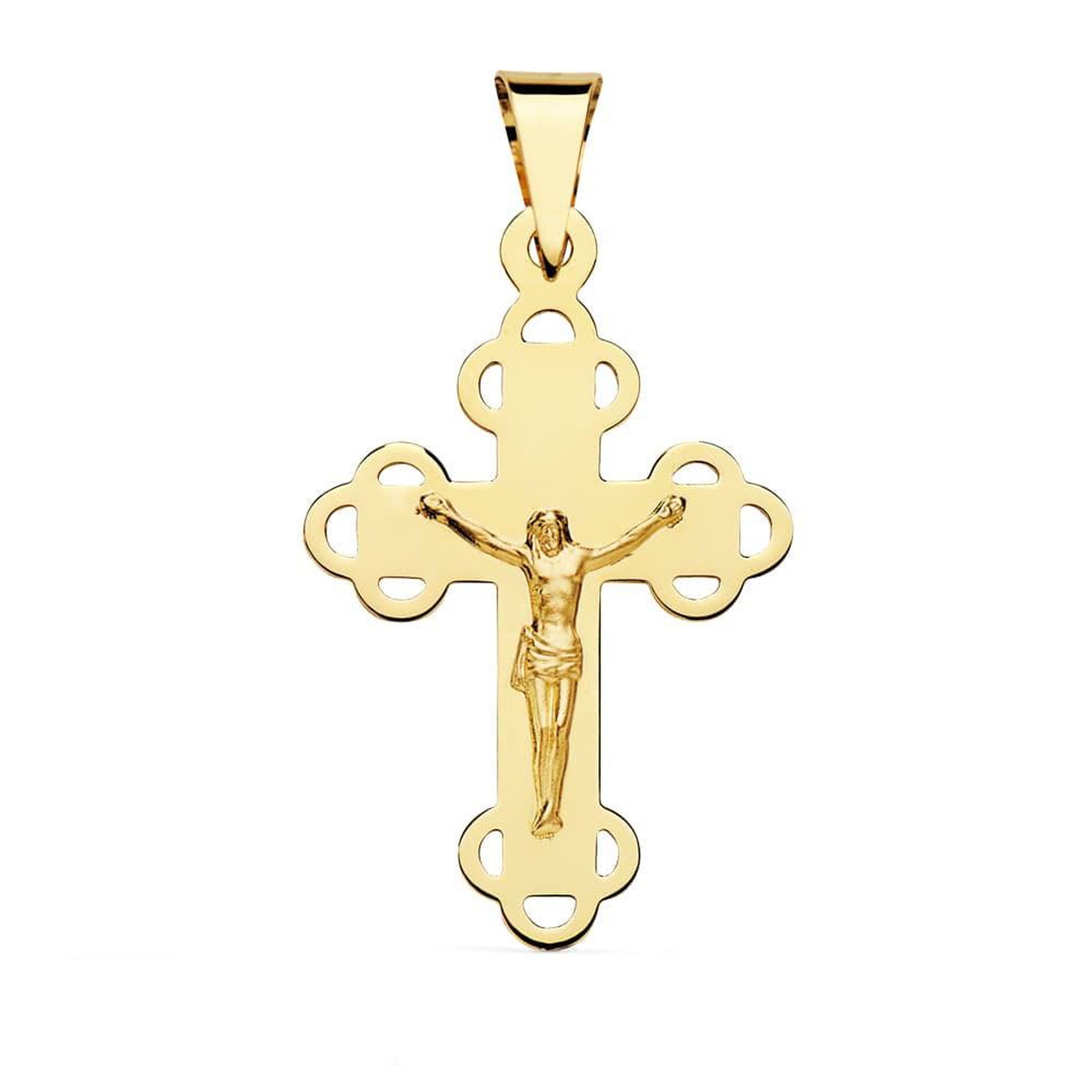 L'ATELIER D'AZUR Pendentif  - Médaille Christ sur la Croix Or 18 Carats 750 Jaune - Chaine Offerte