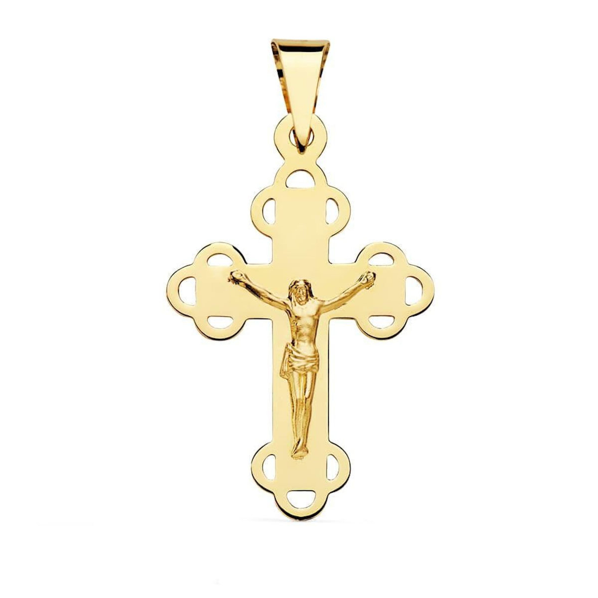 L'ATELIER D'AZUR Pendentif  - Médaille Christ sur la Croix Or 18 Carats 750 Jaune - Chaine Offerte