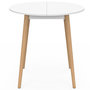 Voir la diapositive 3 : ID MARKET Table à manger fixe ronde ANGELA 4 personnes blanc pieds bois 80 cm