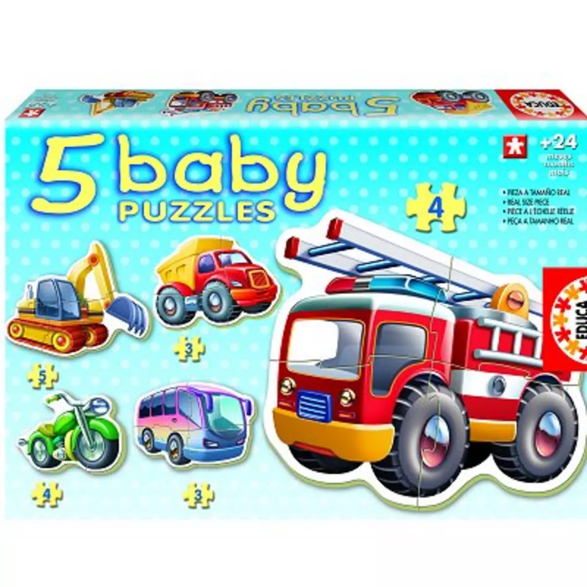 EDUCA Baby puzzle - 5 puzzles - Les véhicules