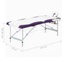 Voir la diapositive 6 : VIDAXL Table de massage pliable 2 zones Aluminium Blanc et violet
