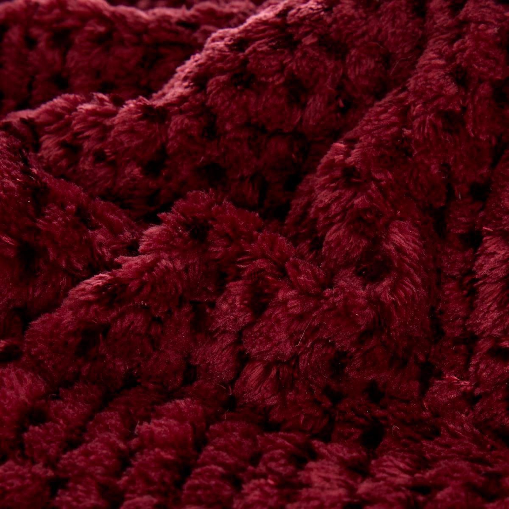 Voir la diapositive 3 : ATMOSPHERA Plaid sherpa en flanelle  lyno  130x170cm rouge grenat