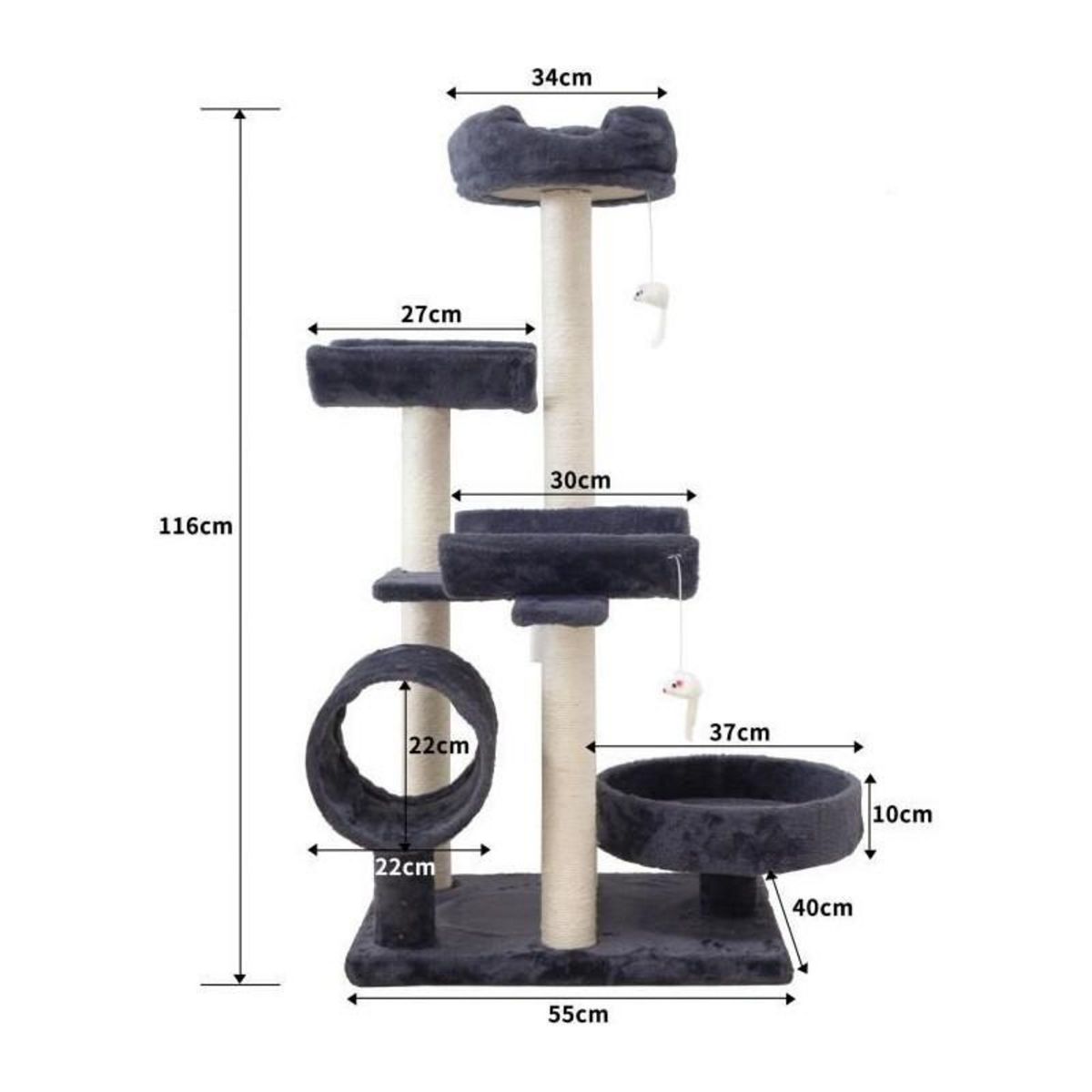 GENERIQUE Arbre a chat GARFIELD - 55x40x116 cm Gris