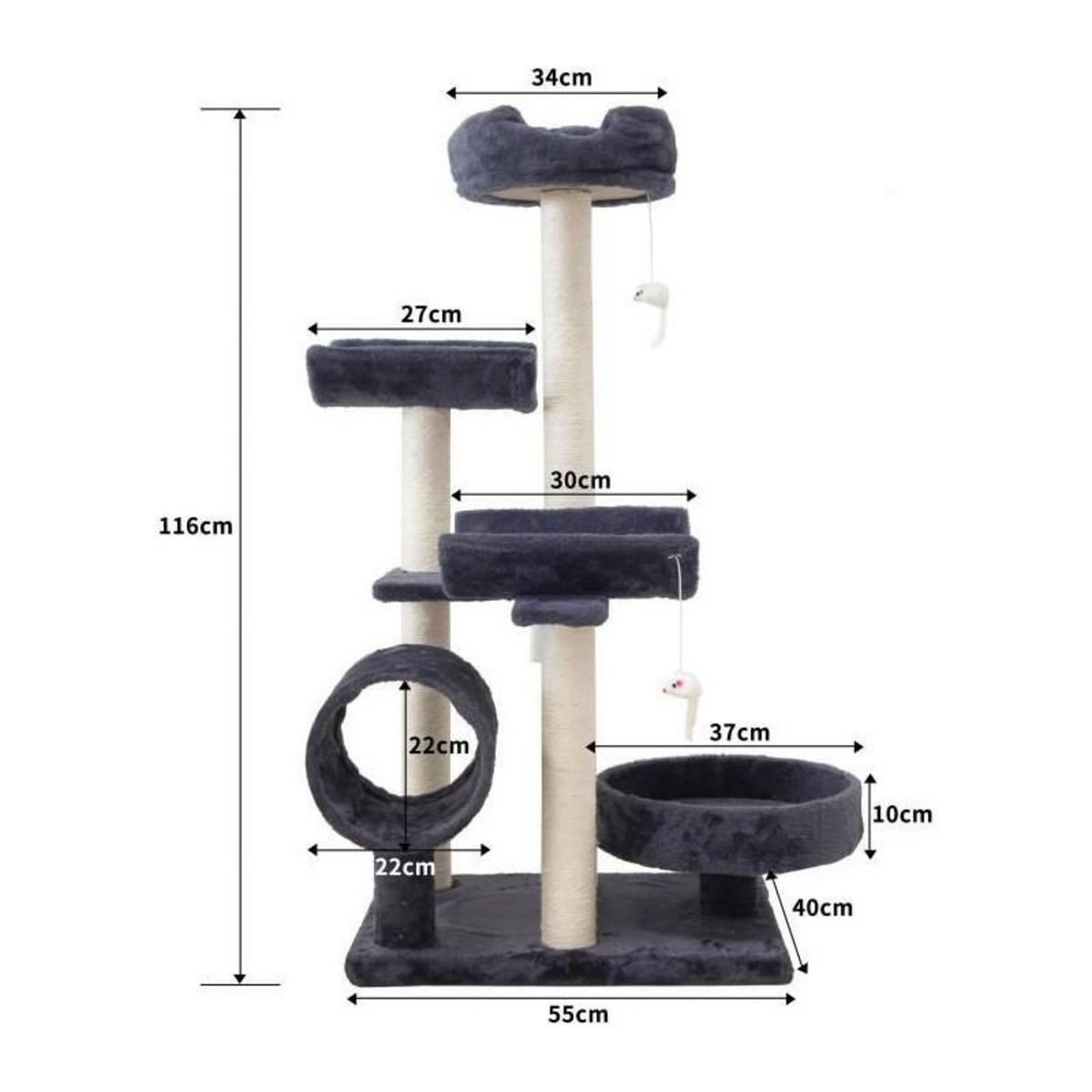 GENERIQUE Arbre a chat GARFIELD - 55x40x116 cm Gris