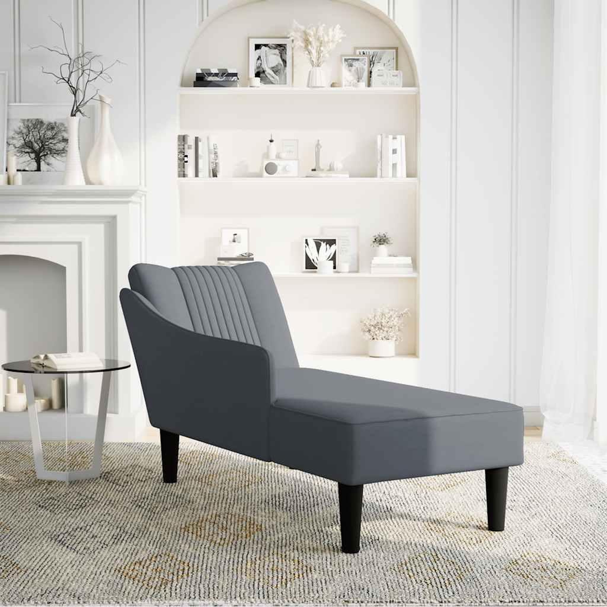 Voir la diapositive 2 : VIDAXL Fauteuil long avec accoudoir droit gris fonce velours