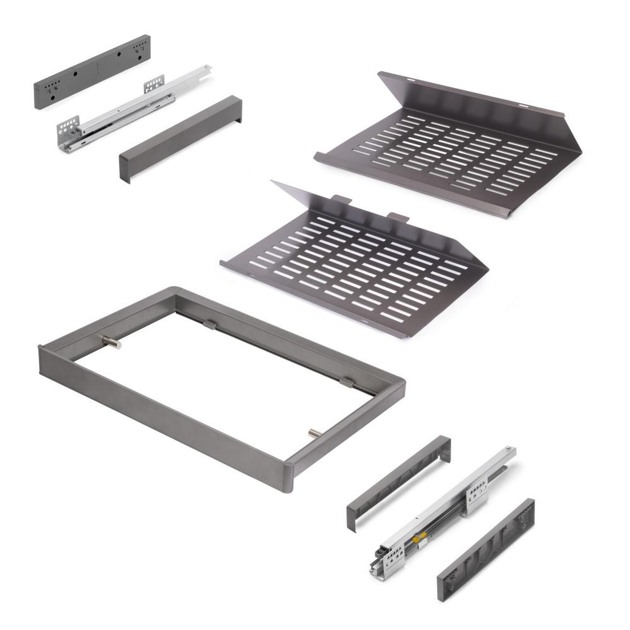EMUCA SRL Kit de range-chaussures extractible pour armoires Quartz -  réglable -  module 600mm -  Acier -  aluminium et plastique -  Titane