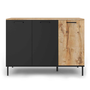 Voir la diapositive 3 : ID MARKET Buffet 110 cm OAKLAND 3 portes bois et noir design industriel