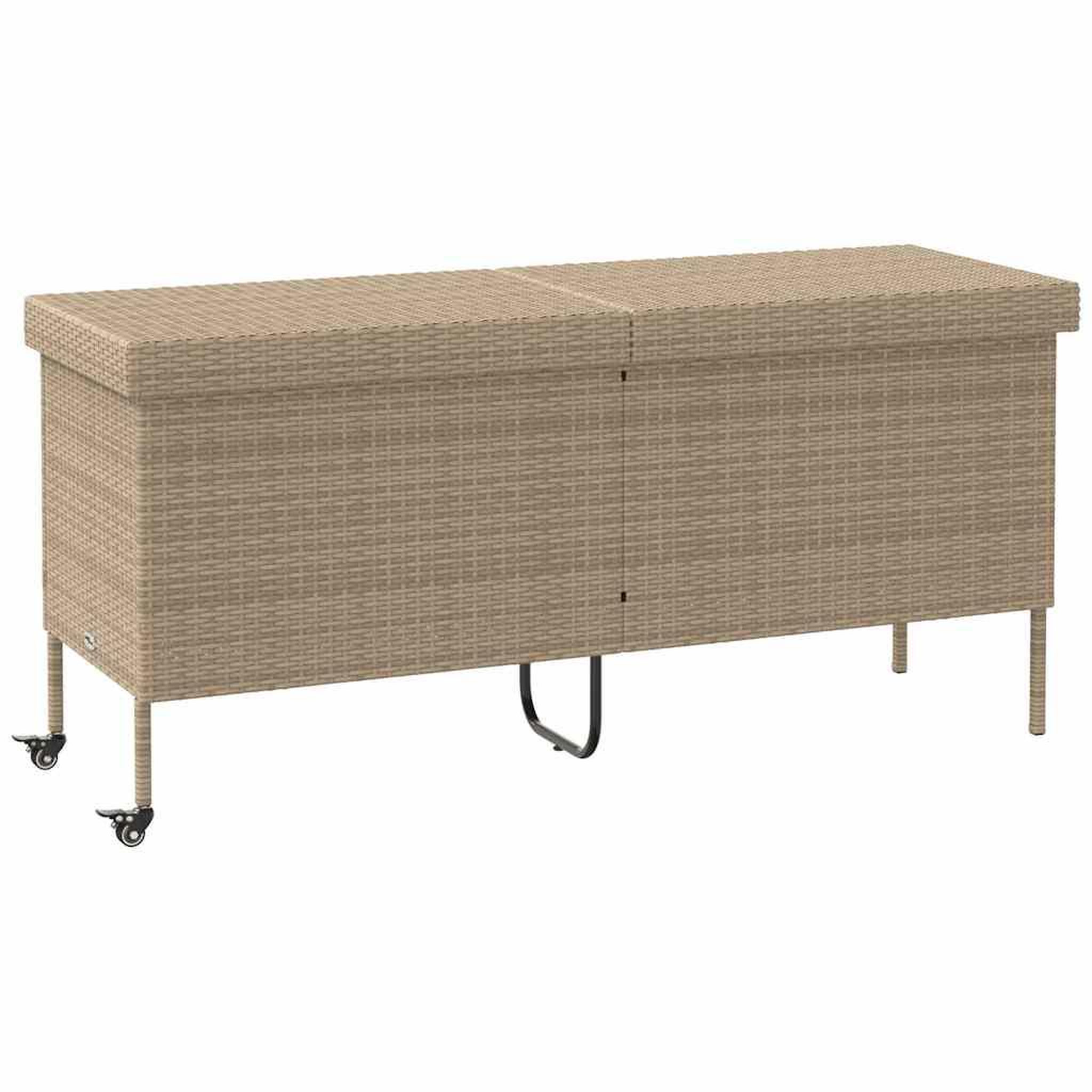 VIDAXL Boîte rangement jardin roues beige 160x55x75 cm resine tressee