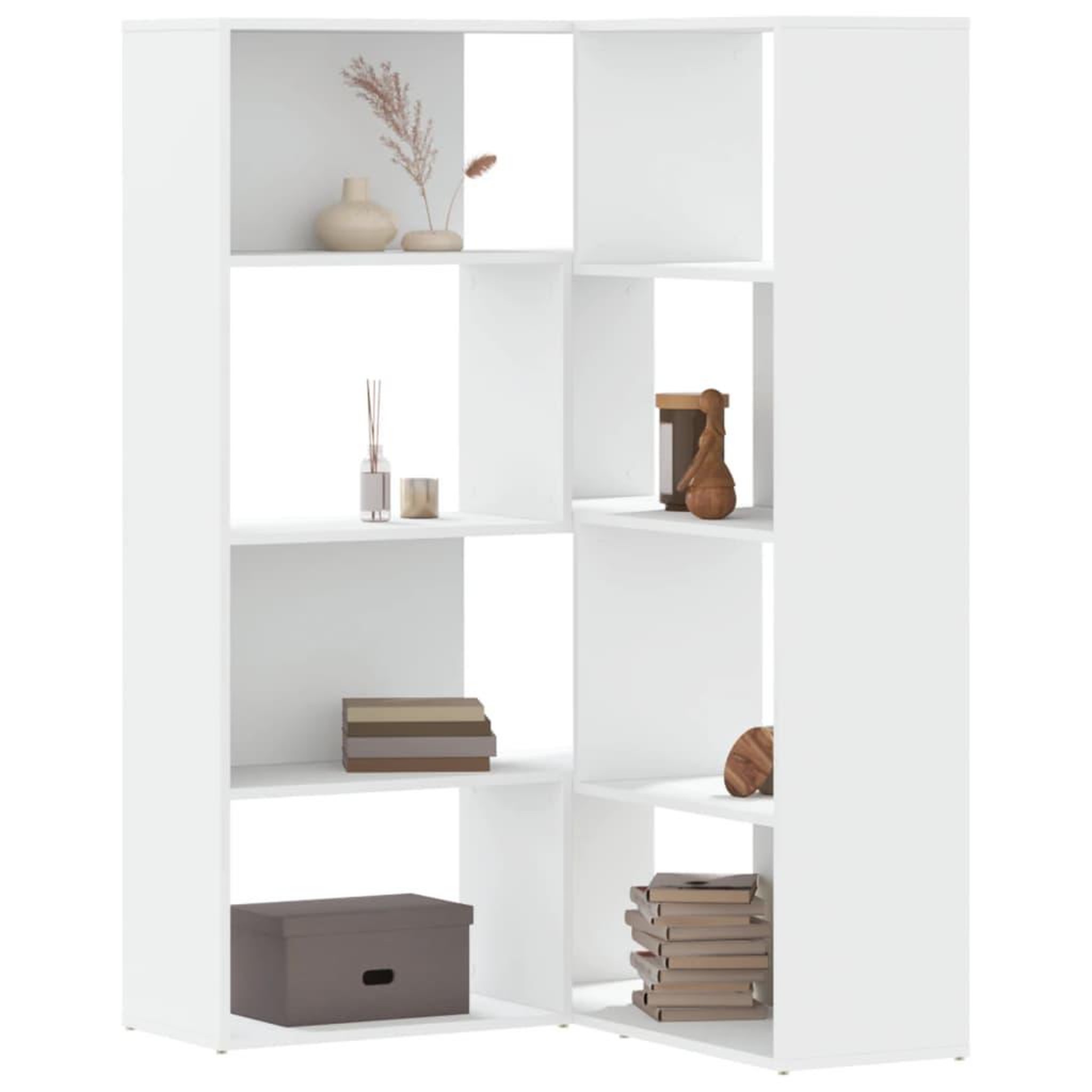 VIDAXL Bibliotheque d'angle a 4 niveaux blanc bois d'ingenierie