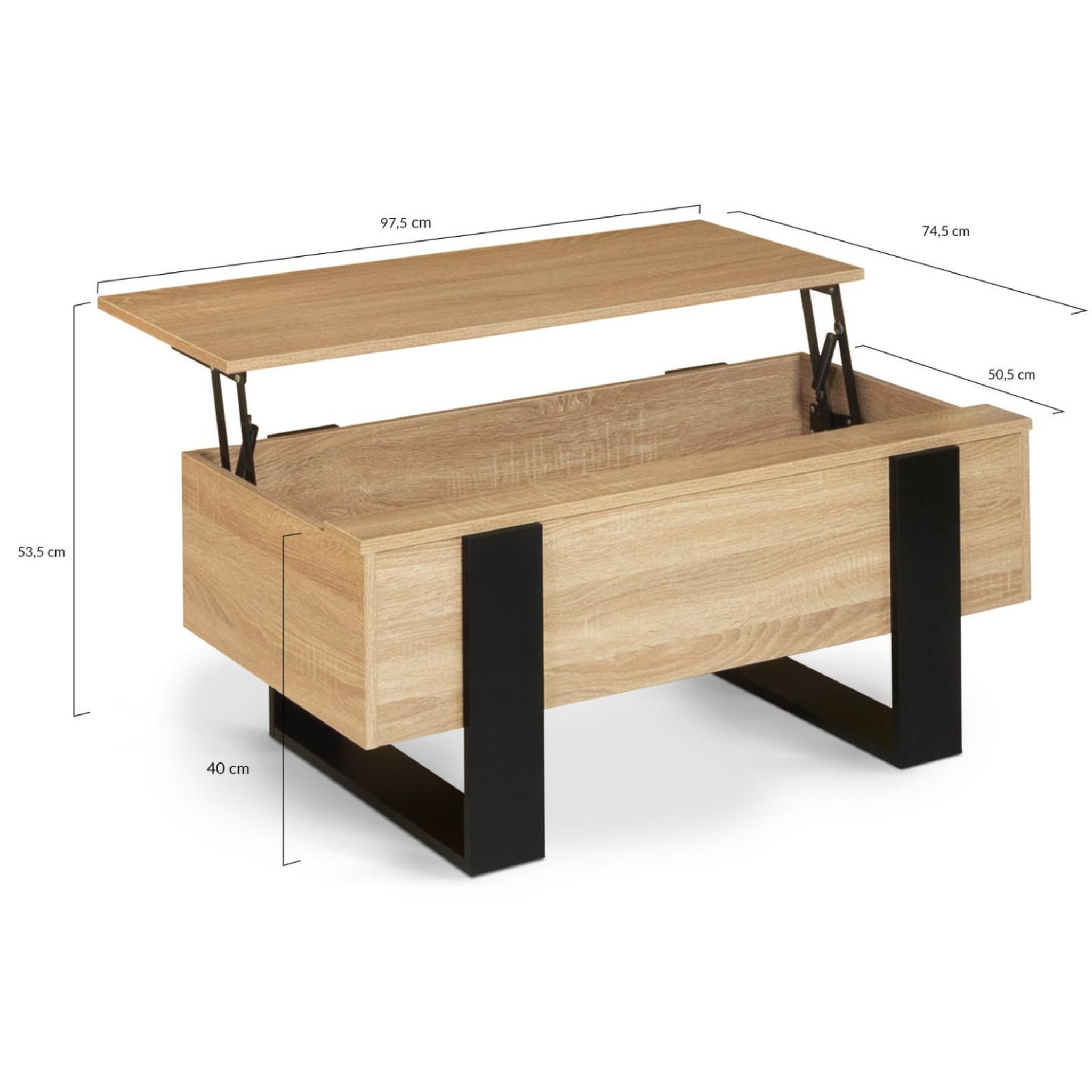 Voir la diapositive 5 : ID MARKET Table basse plateau relevable rectangulaire phoenix bois et noir