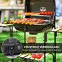 Voir la diapositive 5 : OUTSUNNY Barbecue charbon de bois avec couvercle 2 roues 3 étagères grilles acier chromée