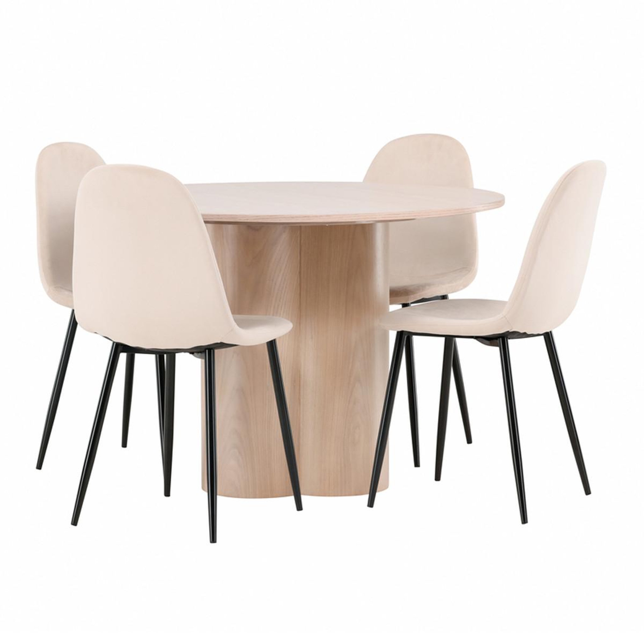 Paris Prix Ensemble table à manger & 4 chaises  olivia & polar  110cm naturel & beige clair