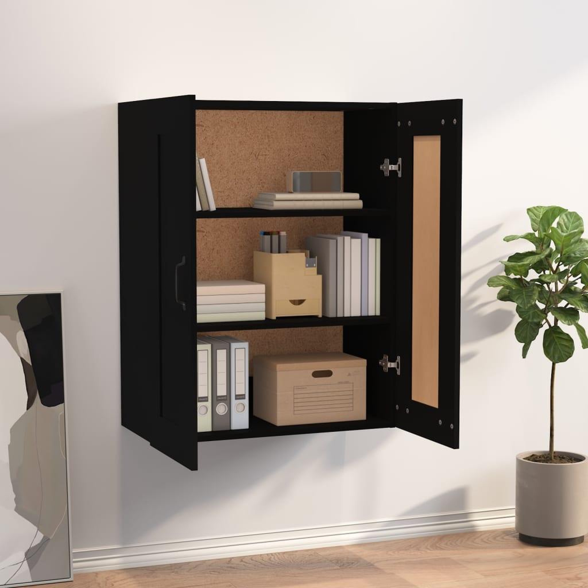 Voir la diapositive 3 : VIDAXL Armoire murale suspendue Noir 69,5x32,5x90 cm