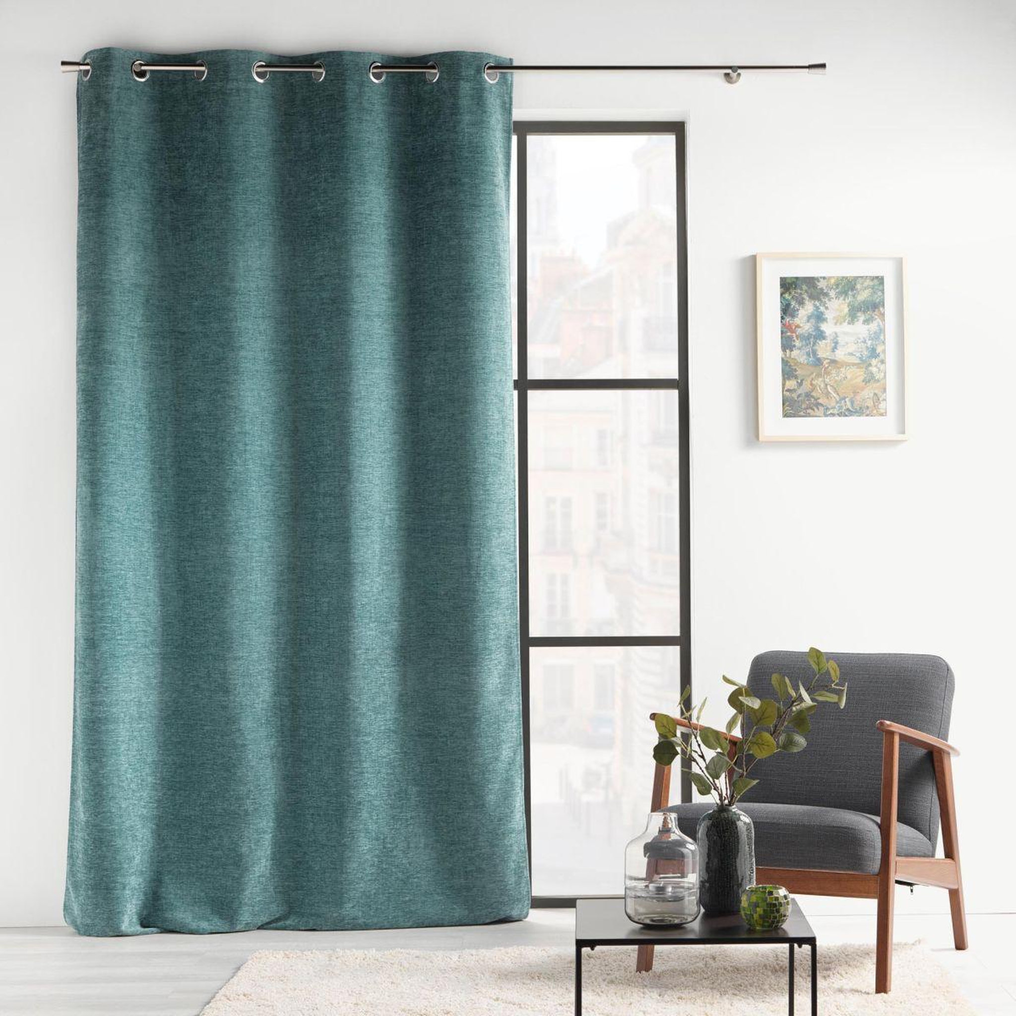 Voir la diapositive 5 : Douceur d'Intérieur Rideau à œillets en velours  verra  140x260cm sauge