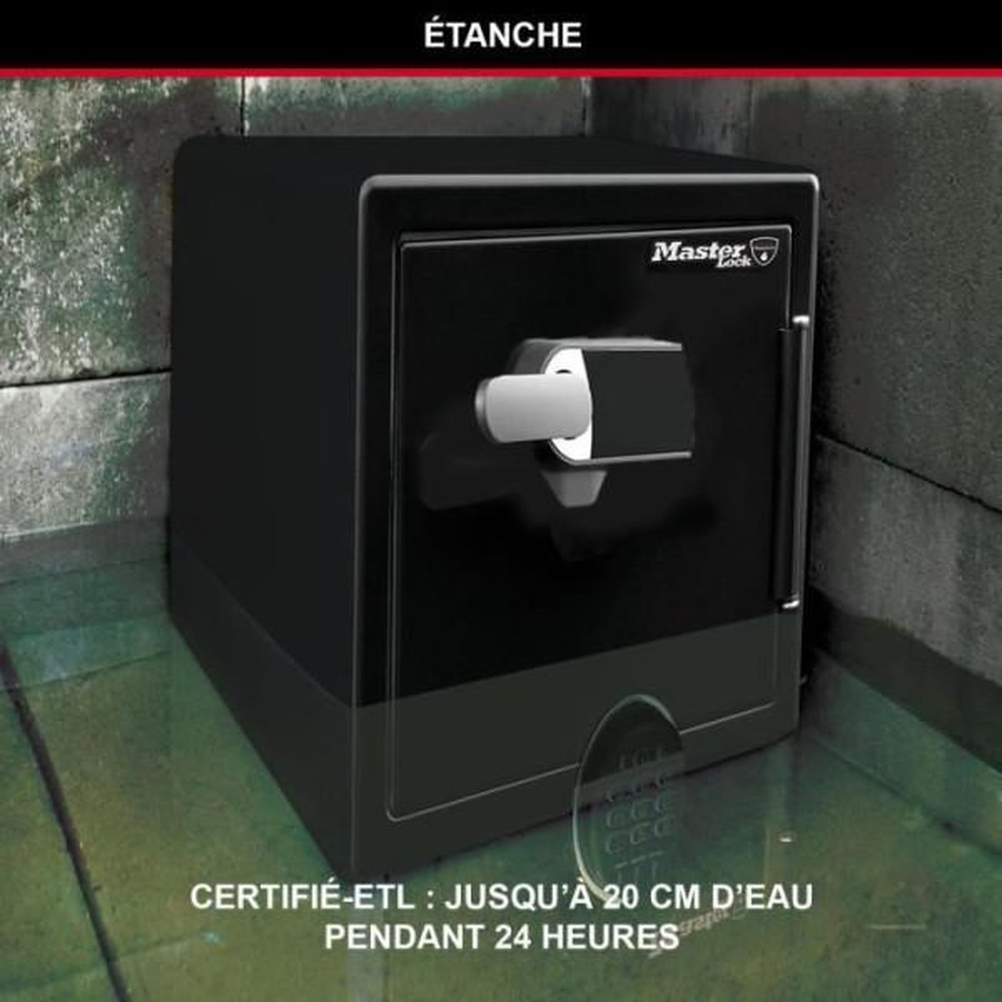 Voir la diapositive 3 : Master lock Master lock coffre-fort ignifugé et résistant a l'eau (code tactile + alarme) 56,5 l